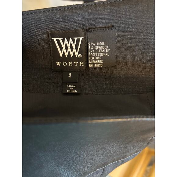 W BY WORTH Wool Blend Leather Upper Waist Pleated Skirt - Picture 5 of 6